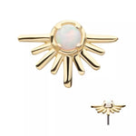 14K Gold Threadless Opal Starburst Top