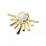 14K Gold Threadless Opal Starburst Top