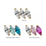 14K Gold Threadless Marquise CZ 3-Cluster Top (3 colors)