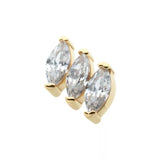 14K Gold Threadless Marquise CZ 3-Cluster Top (3 colors)