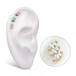 14K Gold Threadless Marquise CZ 3-Cluster Top (3 colors)