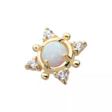 14K Gold Threadless 4-Point Opal & CZ Top