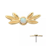 14K Gold Threadless Triple Leaf Opal Top