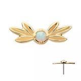 14K Gold Threadless Triple Leaf Opal Top