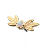 14K Gold Threadless Triple Leaf Opal Top