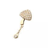 14K Gold Threadless Mushroom Pave CZ Chain Dangle Top