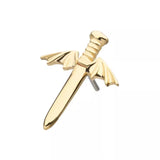 14K Gold Threadless Bat Wing Dagger Top