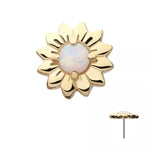 14K Gold Threadless Opal Sunflower Top