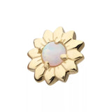 14K Gold Threadless Opal Sunflower Top