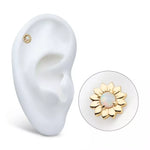14K Gold Threadless Opal Sunflower Top