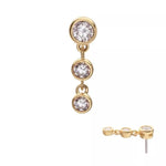 14K Gold Threadless 3 Floating Bezel CZ Dangle Top