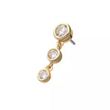 14K Gold Threadless 3 Floating Bezel CZ Dangle Top