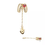 14K Gold Threadless Ribcage Garnet & Heart Chain Dangle Top