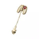 14K Gold Threadless Ribcage Garnet & Heart Chain Dangle Top