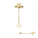 14K Gold Threadless Bee & Honeycomb Chain Dangle Top