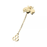 14K Gold Threadless Bee & Honeycomb Chain Dangle Top