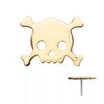 14K Gold Threadless Skull & Crossbones Top