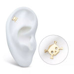 14K Gold Threadless Skull & Crossbones Top