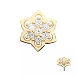 14K Gold Threadless Pave CZ Mandala Top