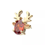 14K Gold Threadless Reindeer Garnet Top