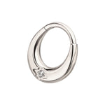 Titanium Etched Design Prong Set Gem Front Facing Hinged Segment Ring