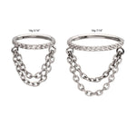 Titanium Paved CZ Hoop with Double Chain Hinged Segment Clicker