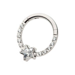 Titanium Star CZ with 1mm CZs Front Facing Hinged Clicker