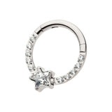 Titanium Star CZ with 1mm CZs Front Facing Hinged Clicker