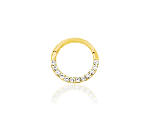 14K Gold CZ Hinged Segment Ring