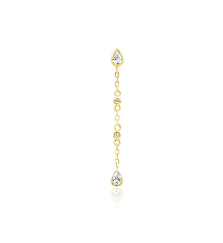 14kt Gold Maria White CZ Chain Threadless Top
