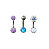 Titanium Internally Threaded Curved Navel Barbell, Topless with 5mm Cabochon