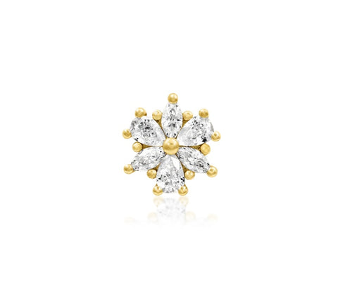 14kt Gold April White CZ Threadless End