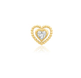 14kt Yellow Gold Bending Heart White CZ Threadless End