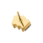 24kt Gold PVD Prong Set Baguette CZ 3-Cluster Threadless End