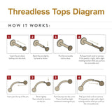 24kt Gold PVD Titanium Rhombus Shape with CZ Threadless End