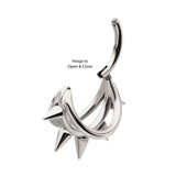 Titanium Five Spiked Triple Hoop Hinged Segment Ring