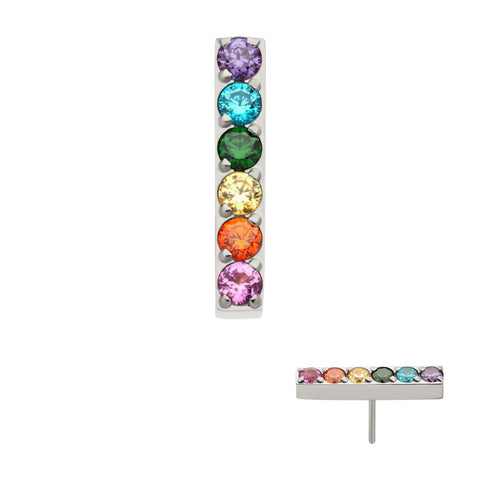 Titanium Prong Set Rainbow CZ Cluster Threadless End