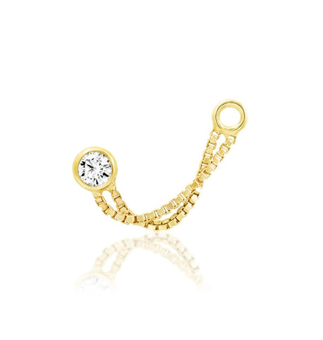 14kt Yellow Gold Altmer White CZ and Chain Threadless End