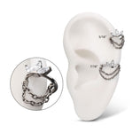 Titanium Triple Marquise CZ with Chains Hinged Segment Clicker