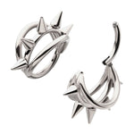 Titanium Five Spiked Triple Hoop Hinged Segment Ring