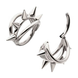Titanium Five Spiked Triple Hoop Hinged Segment Ring