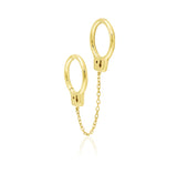 14K Gold Handcuff Double Hinged Ring with Chain