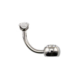 Titanium Internally Threaded Curved Navel Barbell, Topless with 6mm Gem