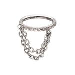 Titanium Paved CZ Hoop with Double Chain Hinged Segment Clicker