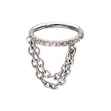 Titanium Paved CZ Hoop with Double Chain Hinged Segment Clicker