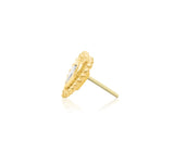 14kt Yellow Gold Bending Heart White CZ Threadless End