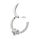 Titanium Star CZ with 1mm CZs Front Facing Hinged Clicker