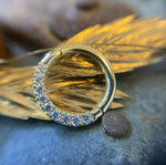 14K Gold CZ Hinged Segment Ring