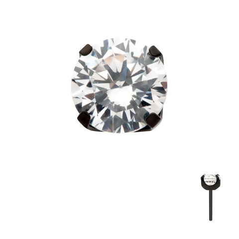 Black PVD Titanium 4-Prong White CZ Threadless End