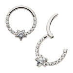 Titanium Star CZ with 1mm CZs Front Facing Hinged Clicker